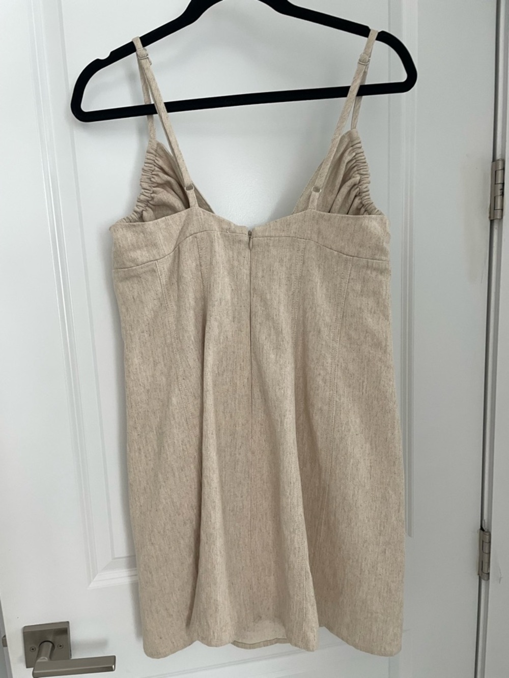 Anthropologie Self Contrast Linen Cotton Mini Dress in Natural Flax Size M. 3 - Picture 4 of 7